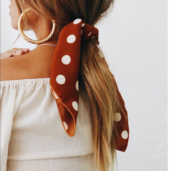 LAST ONE Frenchie Polka Dot Scarf In Burnt Orange - Picture 3 of 4